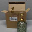 AmazerBath Soap Dispenser, 2 Pack Green Glass Soap Dispenser with Pump Stainless Steel, 14.2OZ Luxury Gold Hand Soap Bottles Bathroom Kitchen