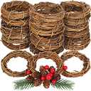 Ruisita 24 Pieces 4 Inch Grapevine Wreaths Vine Branch Wreath Natural Christmas Rattan Wreath Garland Decoration for Christmas Holiday Craft or Wedding Supplies