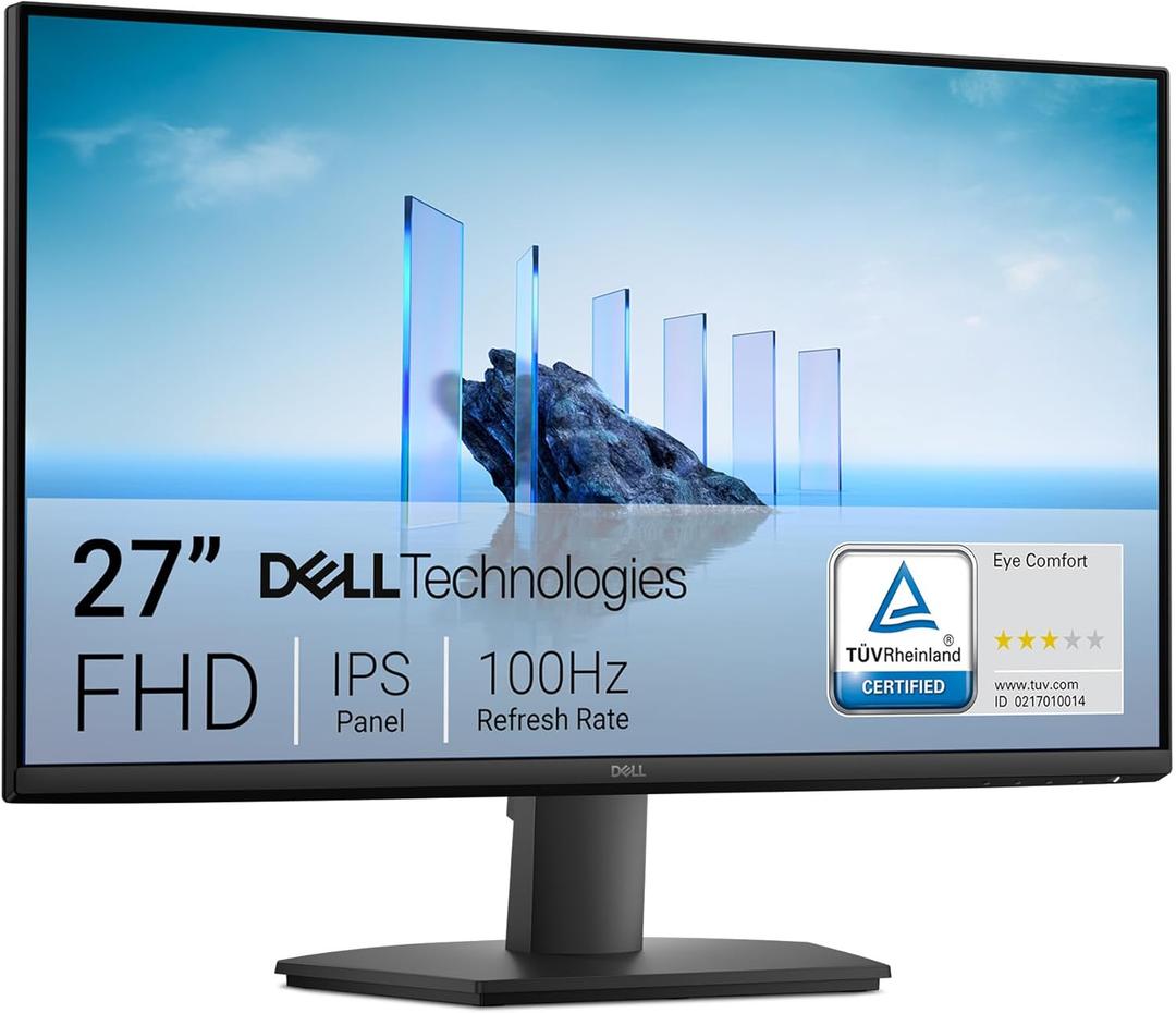Dell 27 Monitor - SE2725HM - 27-inch Full HD (1920x1080) 16:9 100Hz Display, IPS Panel, 16.70 Million Colors, Anti-Glare, 1 HDMI / 1 VGA Port, TV Rheinland 3-Star*, Comfortview Plus - Black