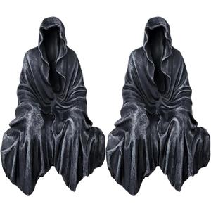 5.1 Inch Resin Tabletop Gothic Decor Sitting Statue, Resin Statue Gothic Decor, Fits On Sturdy Shelf and Has A Cool Mystic Look(2PCS)
