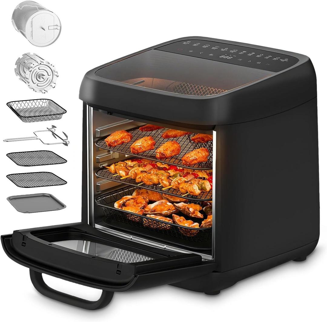 13 QT Large Air Fryer Toaster Oven Combo with Rotisserie 12-in-1, 17.54 x 13.27 x 13.97 inches
