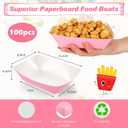 Yinkin 100 Pcs 2lb Paper Food Trays Boat 2lb Disposable Nacho Trays Kraft Paper Boat for Tacos Concession Easter Graduation Birthday Wedding Christmas Halloween Valentine Party Supplies(Pink)