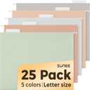 SUNEE 25 Count Hanging File Folders, Pastel Colors, Hanging File Folders Letter Size, Hanging Folders with 1/5-cut Tabs, Designed for Bulky Files, Filing Cabinets, Medical Charts