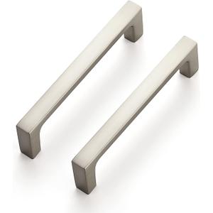 Ravinte 5 Pack Solid 3-3/4 Inch Square Cabinet Handles - Brushed Nickel Drawer Pulls - Kitchen Hardware