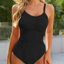 Modest One Piece Swimsuit Women Tummy Control 2026 Long Torso Slimming Bathing Suit Cute Floral Swim Suits (Black, M)