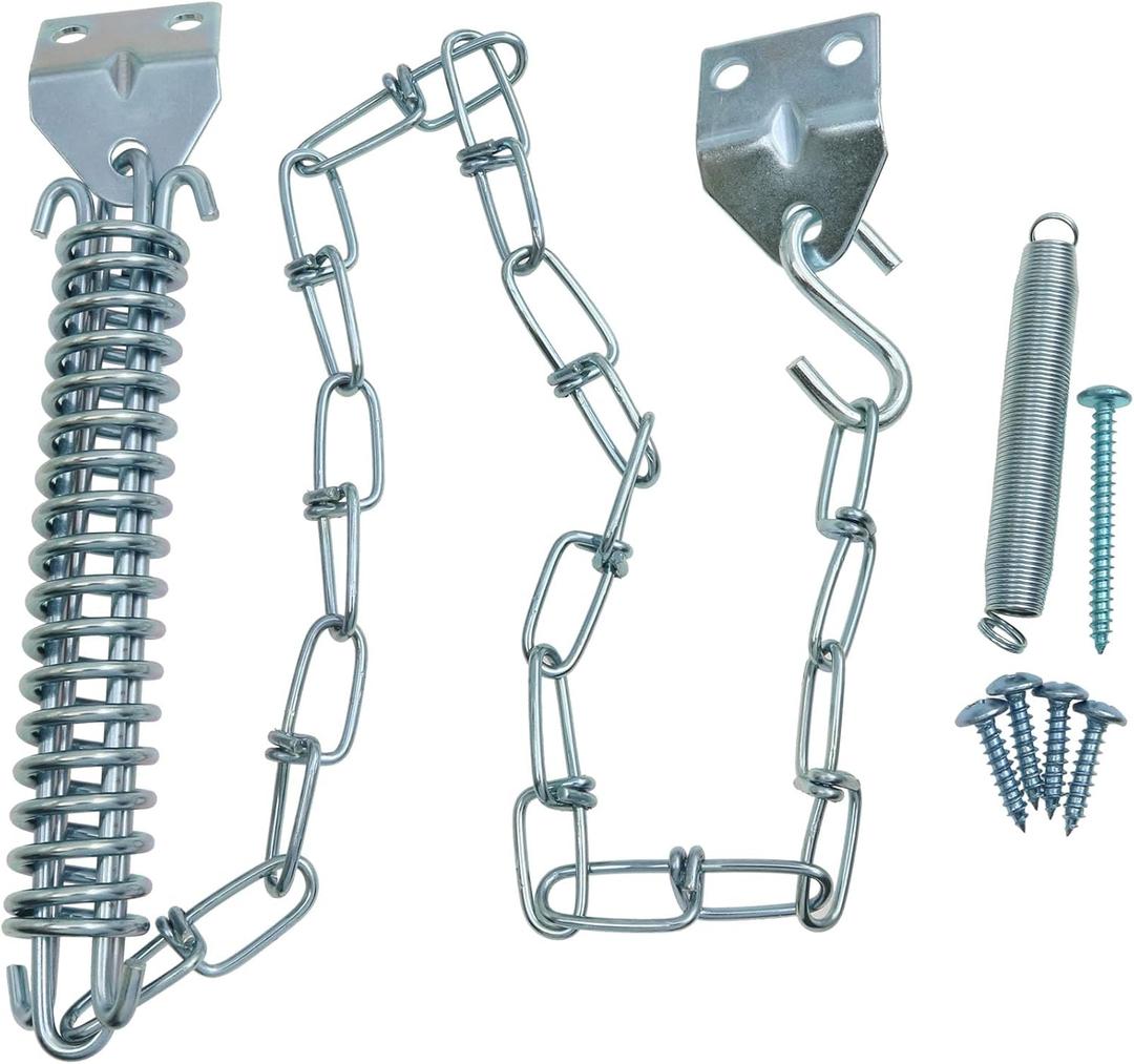 1 Set Screen Door Chain for Door Spring Screen Door Chain and Spring Heavy Hardware Door Chain Stopper for Windproof Safety Storm Door Closing Device Silver