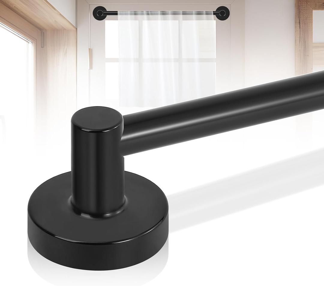 Black Magnetic Curtain Rod for Door:French Magnetic Rod for Classroom Whiteboard Calendar,Small Adjustable Magnetic Towel Bar,Tool-Free Heavy Duty Modern Magnet Cafe Pole No Drilling,16-28 Inch