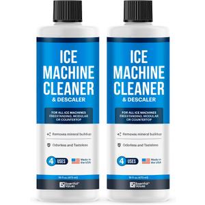 Essential Values Ice Machine Cleaner and Descaler, 2 Pack x 16 fl oz, Nickel Safe Descaler, Ice Maker Cleaner Compatible with All Major Brands (Scotsman, KitchenAid), Made in the USA