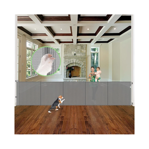 Reinforced 37" Tall x 155" Extra Wide Retractable Baby Gates with Reinforced Rods, 13ft Extra Wide Dog Gate – Prevents Crawling Under, Retractable Pet Gate Retractable Fence Garage Gates for Dogs/Gray