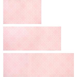 Kitchen Rugs Sets of 3 Non Slip Washable Pink Kitchen Mats for Floor 3 Piece Set Kitchen Rug Set Runner Rugs Absorbent for Hallways Home Party Decoration