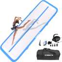 DOBESTS Gymnastics Mat Inflatable Tumble Track Tumbling Mat 6.6ft/10ft/13ft/16ft/20ft,for Home Use Training Yoga Cheerleading with Air Pump (lake blue)