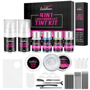 Upgraded Lash Lift & Brow Lamination 6 IN 1, Instant Eyebrow Lamination Kit for Trendy Fuller, Quick Curling Perming & Voluminous Lashes with All Tools, Eyelash Perm Kit for Salon & Home Use (black+dark brown)