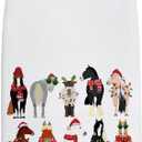 Christmas Horse Kitchen Towels, Horse Lover Gifts Hand Towels for Bathroom Decor, Holiday Christmas Farm Animal Horses Dish Tea Towel for Kitchen Decor, 16x24 Inch