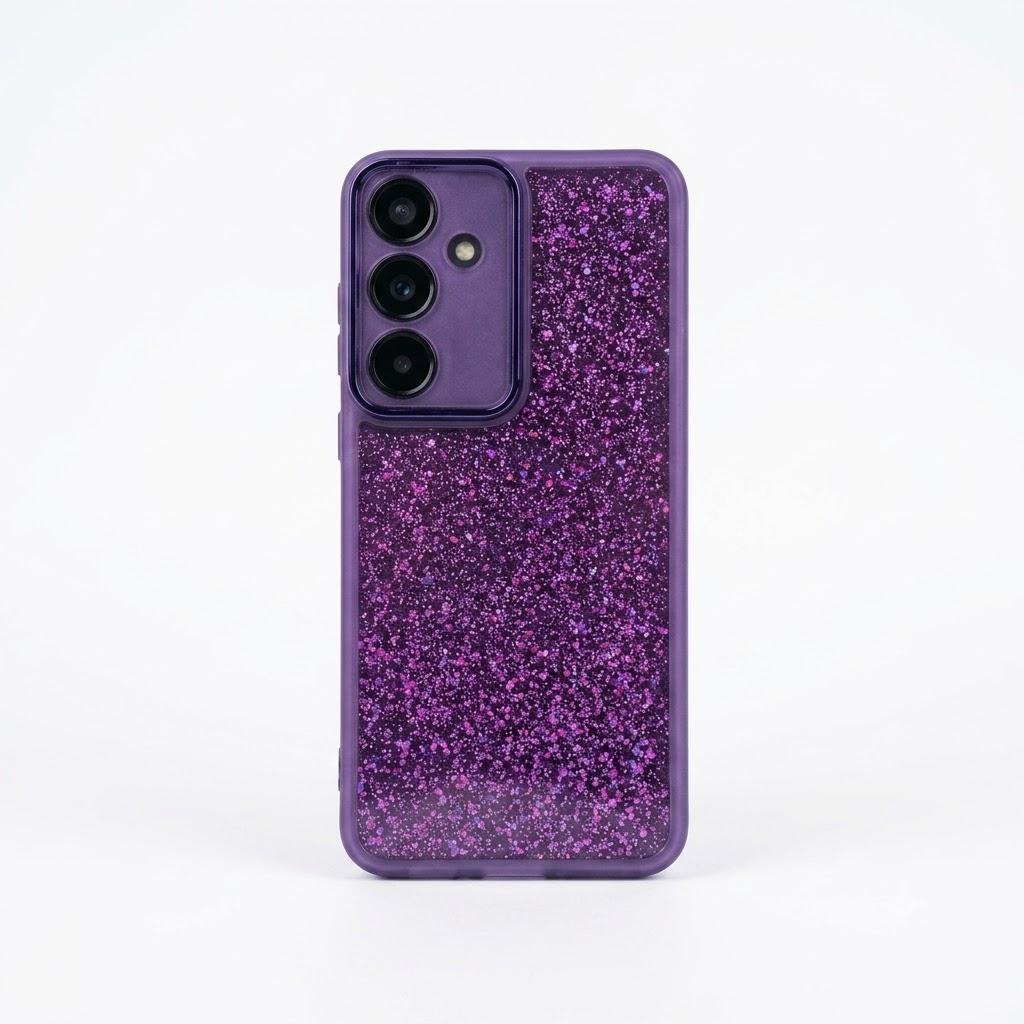  Sparkly Case for Samsung Galaxy S24 Plus, Cute Bright Color Phone Cases for Women Girls, Glitter Shiny Bling Slim Fit Soft TPU Shockproof Cover with Camera Protection, Dark Purple