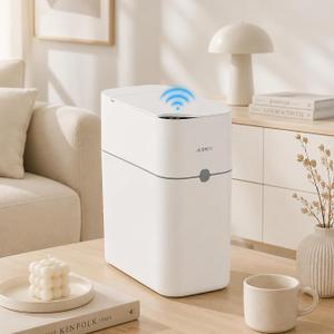 JUDORO Sensor Automatic Trash Can, 2.8 gal (10 L), Waterproof, Deodorizing, Battery Operated, Touchless, Automatic Opening/Closing for Toilet, Bathroom, Washroom, Bedroom, Kitchen, Stylish, Lid Included (Limited Price with Low Stocks)