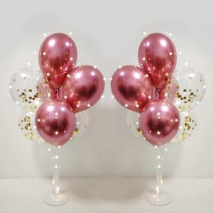 MYZSBRDM 2-Piece Pink Balloon Stand - Pink Balloon Centerpieces for Birthday, Baby Shower, Wedding & Anniversary Table Party Decorations (With Light String)