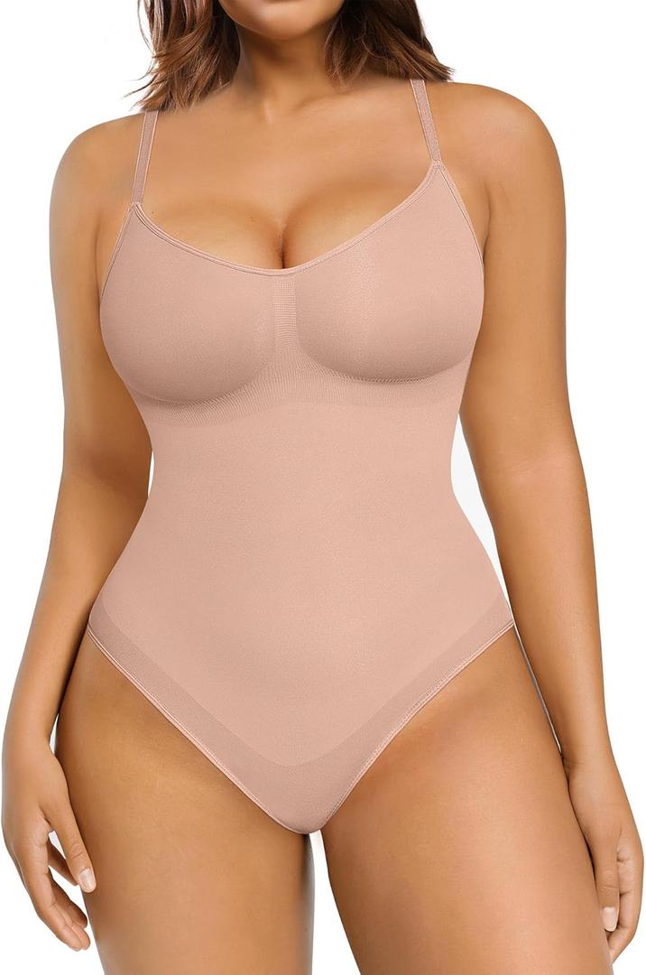 FeelinGirl Shapewear Bodysuit Sculpting Tummy Control Body Shaper for Women Seamless Plus Size Butt Lifting Shaper (X-Small-Small, Skin)