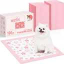 MIZOK Puppy Pads 22"x 22" with Leak-Proof Quick-Dry Design Pee Pads for Dogs Potty Training, 6-Layer Standard Absorbency Dog Pee Pads Regular Size, Pink Cherry Blossom Pattern (100 Counts)
