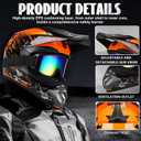 Full Face Dirt Bike Helmet DOT Certified - Complete Adult ATV Helmet Kit with Goggles, Gloves & Mask, Adjustable Visor, Quick Release, Orange, Medium