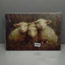 Vintage Three Sheep Oil Painting Canvas Wall Art  Rustic Farmhouse Animal Wall Decor for Living Room Bedroom | Retro Country Style Lamb Art Print framed 16x24in (16L" x24W")