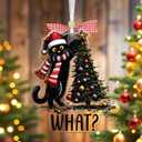 2 Pcs Cat Christmas Ornaments 2025, Black Cat Christmas Decor for Christmas Tree, Gifts for Pet Lovers Women, Acrylic Keepsake Funny Kitten Hanging Ornaments, Kitty Holiday Xmas Stockings CB-17