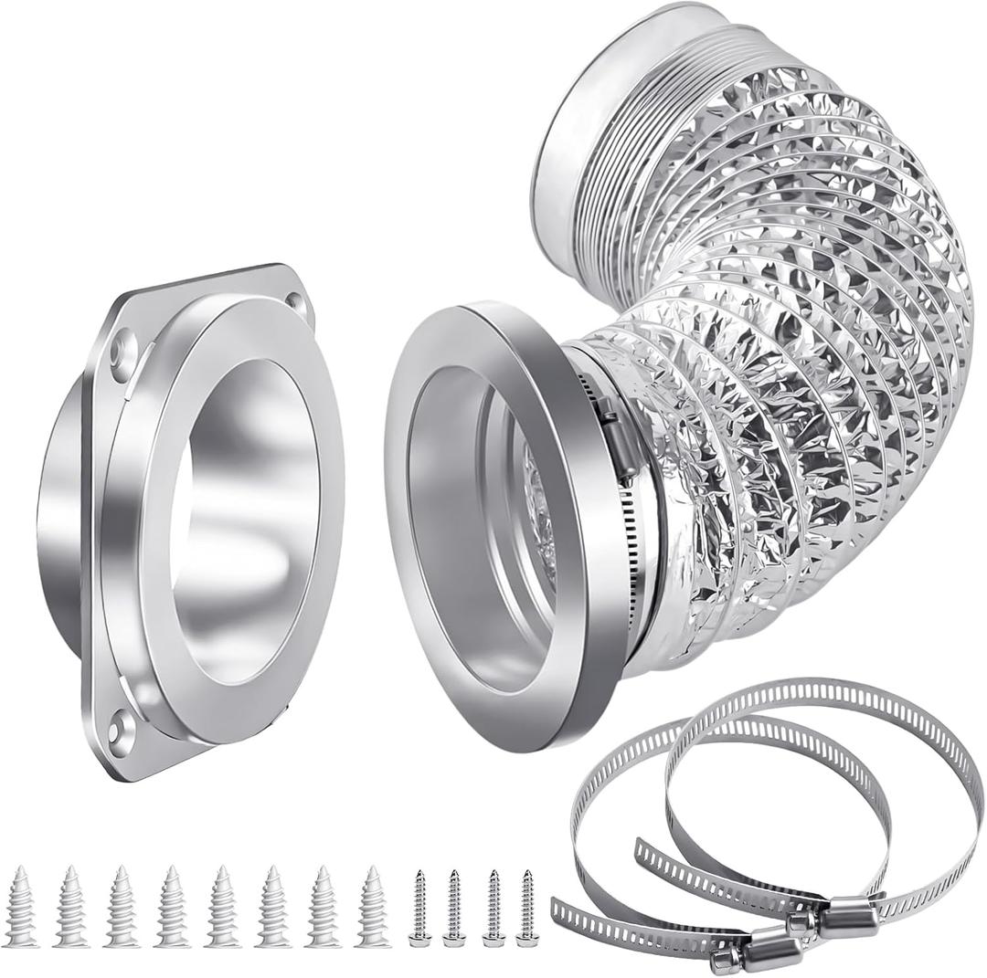 Magnetic Dryer Vent Coupling DV180 Airtight Seal Dryer Vent Connector Kit Magnetic Design Easy to Install Quick Connector Including a 3.3ft 4" Duct and two Clamps