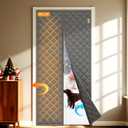 Yotache Magnetic Thermal Insulated Door Curtain Fits 28 x 78 inch Doors, Curtain Size 30" x 80" Weatherproof Oxford Material Doors Screen Covers Keep Cold Drafts Out, Gray