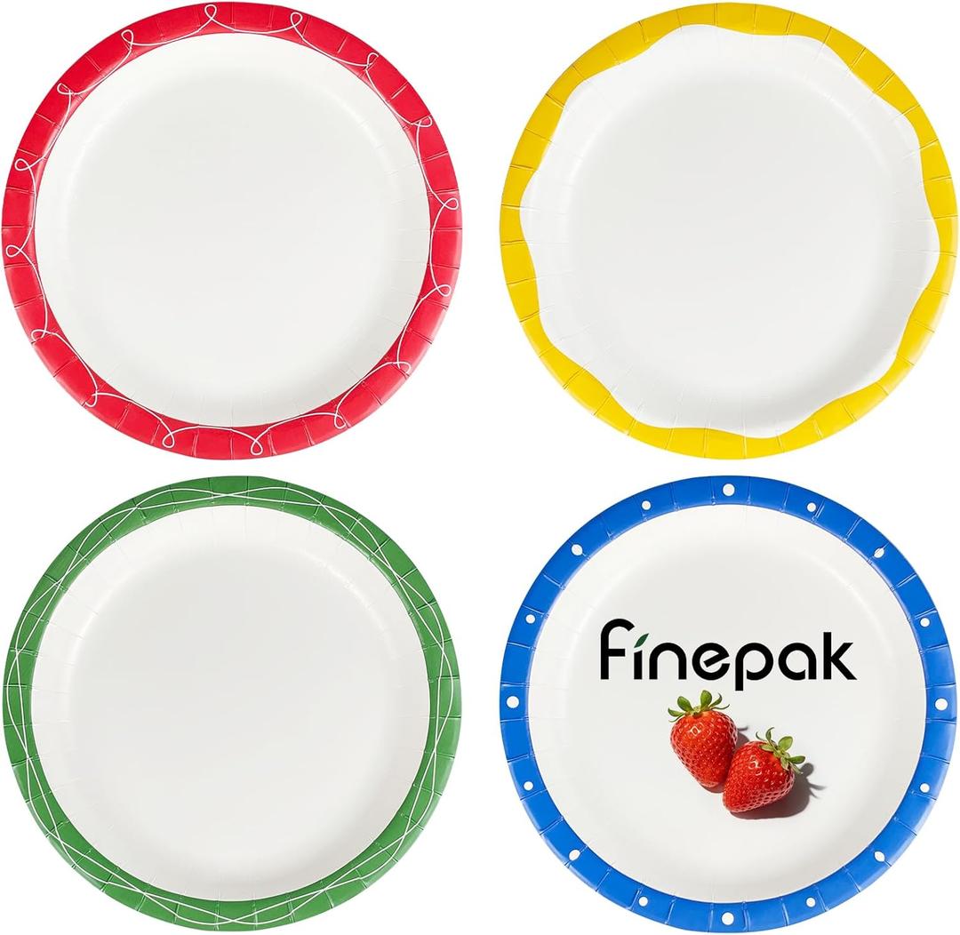 Plates Disposable Heavy Duty 9 Inch, Holiday Paper Plates for Dinner, Heavy Duty Paper Plates for Everyday Breakfast, Lunch, & Dinner Meals, Paper Household Supplies 100PCS