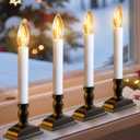 Window Candles with Sensor Dusk to Dawn Electric Corded, 9.6'' Plug-in LED Window Candle Lights with Black Holder and 6ft Cord, Christmas Candles for Windows Decoration, UL Listed, 4 Pack