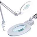 Neatfi XL Bifocal LED Magnifying Lamp, 7 Acrylic Lens, 2.25X/6X Magnification, 1,600 Lumens Dimmable | Hands-Free Close Work | Crafting, Jewelry & Reading (White, 7-inch Lens, Non-CCT with Clamp)