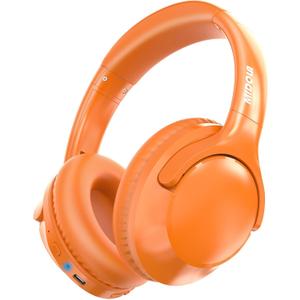 MIDOLA Bluetooth Headphones Over Ear 68H Playtime 6 EQ Wireless Headset with Microphone HiFi Stereo Foldable Lightweight Deep Bass for Travel Home Office Cellphone Orange