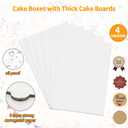 Aufind 6pcs Cake Boxes with Cake Board, 19x14x4.5 Inches White Bakery Boxes with Large Window for Quarter Sheet Cakes, Donuts, Cupcakes, Pastry & Pies