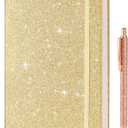 Gold Glitter Notebook, 8.4"x 5.7", 200 Lined Pages, No-Shed Sparkle Journal for Girls & Women, A5 Hardcover Diary for Writing, Birthday Gift for Teen Kids, Trendy Stuff for 8 9 10 11 12 Year Old