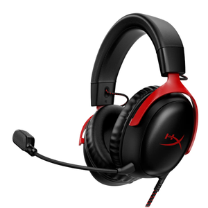 HyperX Cloud III – Wired Gaming Headset, PC, PS5, Xbox Series X|S, Angled 53mm Drivers, DTS Spatial Audio, Memory Foam, Durable Frame, UltraClear 10mm Mic, USBC, USBA, 3.5mm – Black/Red