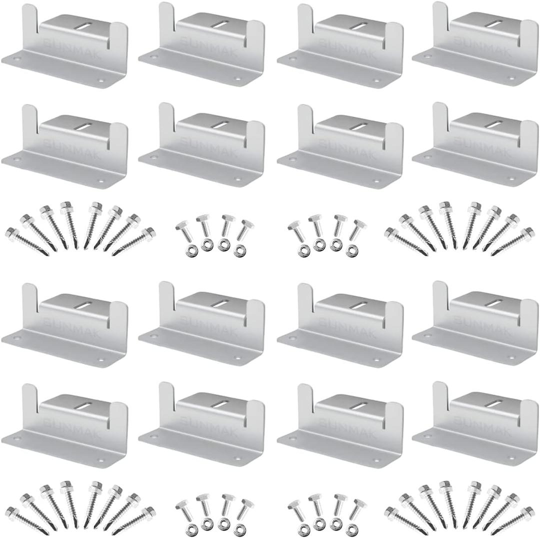 16 Units per Set Solar Panel Mounting Z Brackets, Solar Panel Mounting Brackets Lightweight Aluminum Corrosion-Free for RVs, Trailers, Boats, Yachts, Wall and Other Off Gird Roof