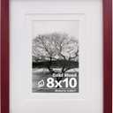 Egofine 8x10 Picture Frame Made of Solid Wood, Covered by Plexiglass for Pictures 4x6 or 5x7 with Mat or 8x10 Without Mat, Photo Frame for Table Top and Wall Display, Cherry Red