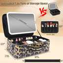 Large Travel Makeup Bag with LED Detachable Mirror, Leopard