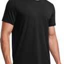 CRZ YOGA Mens Short Sleeve Shirts Quick Dry Workout Classic Fit T-Shirt Casual Daily Comfy Tee Tops (Large, Black)