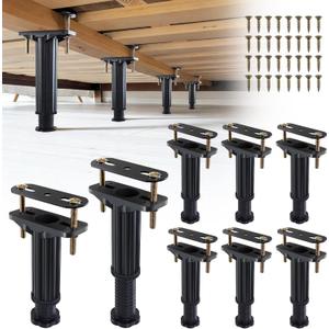 YHK 8PCS Adjustable Height Bed Support Legs 5.0-7.8inch, Heavy Duty Bed Frame Support Legs for Bed Slat and Frame, Plastic Bed Frame Support Replacement Bed Support Reinforcement Parts