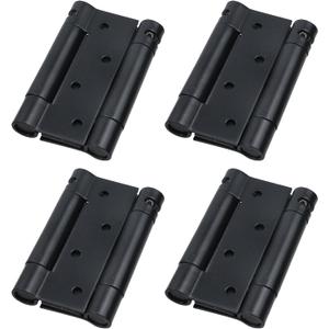 4 Inch Double Action Swinging Door Hinge, Two Way Opening Self Closing, Spring Hinges for Garden, Saloon, Cafe, Pub, Heavy Duty Stainless Steel Tension Adjustable Door Hardware, Black