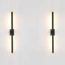 Set of 2 Hardwired Minimalist Dimmable Black Tube Linear Wall Sconce 24 Inch Mirror Vanity Light for Bathroom Living Room Bedroom Corridor (2 Pack, 24'', Black, Dimmable) (2X Hardwired Black Sconce)