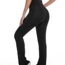 Flare Leggings for Women with Pockets High Waist Tummy Control Casual Yoga Pants for Workout Gym (Black, S)