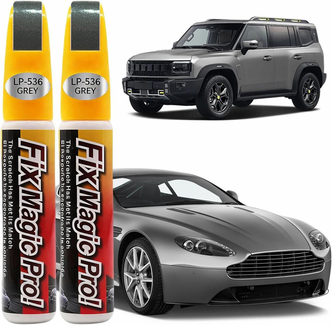 2 x Touch Up Paint for Cars, 2 in 1 GREY Car Paint Scratch Repair Kit