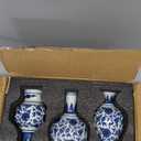 Goaste 3 Pack Small Blue and White Porcelain Vases, 5.5 Inch Tall Mini Vintage Vases, Classic Decorative Bud Vase, Chinoiserie Ceramic Vase for Home Decor, Office, Party Decoration and Events