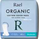 Rael Incontinence Pads for Women, Organic Cotton Cover, Postpartum Essential, Heavy Absorbency, Bladder Control, 4-Layer Core with Leak Guard Technology, Long Length (Moderate, 60 Count)
