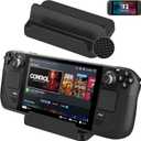 KUNSLUCK Stand Base for Steam Deck/Nintendo Switch 2, Steam Deck Stand with Anti-Slip Silicone Pad (Black)