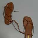 DIFEMA Womens Flats Sandals Square Toe Strappy Ankle Strap Flats, Size 6