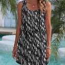 AUSELILY Summer Dresses for Women 2026 Casual Sleeveless Drawstring Waist Beach Cover up Mini Short Dresses with Pockets (Black, XXL)