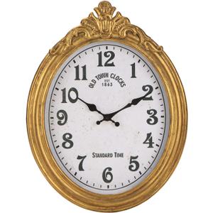 NIKKY HOME Vintage Wall Clock, European Style Decorative Clock Retro Oval Large Clock Silent Non-Ticking Elegant Home Decor Gold Wall Clocks Battery Operated for Living Room Bedroom (Medium)