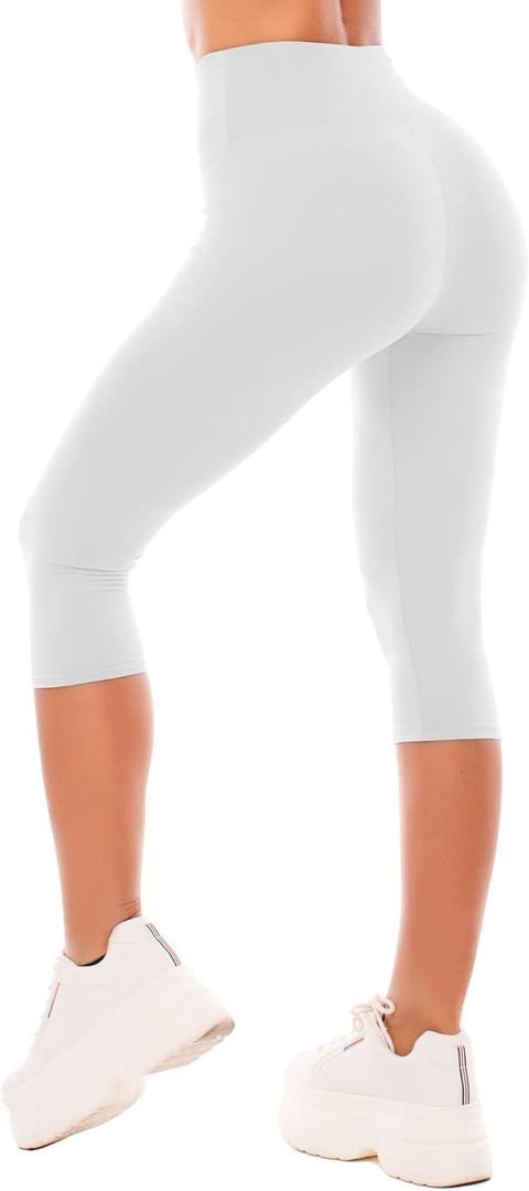 SINOPHANT High Waisted Leggings for Women - Full Length Capri Buttery Soft Yoga Pants for Workout Athletic (Large-X-Large, White)